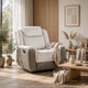 Feo Manual Reclining Chair | Foam Fill Beige Chenille and Taupe Microfiber