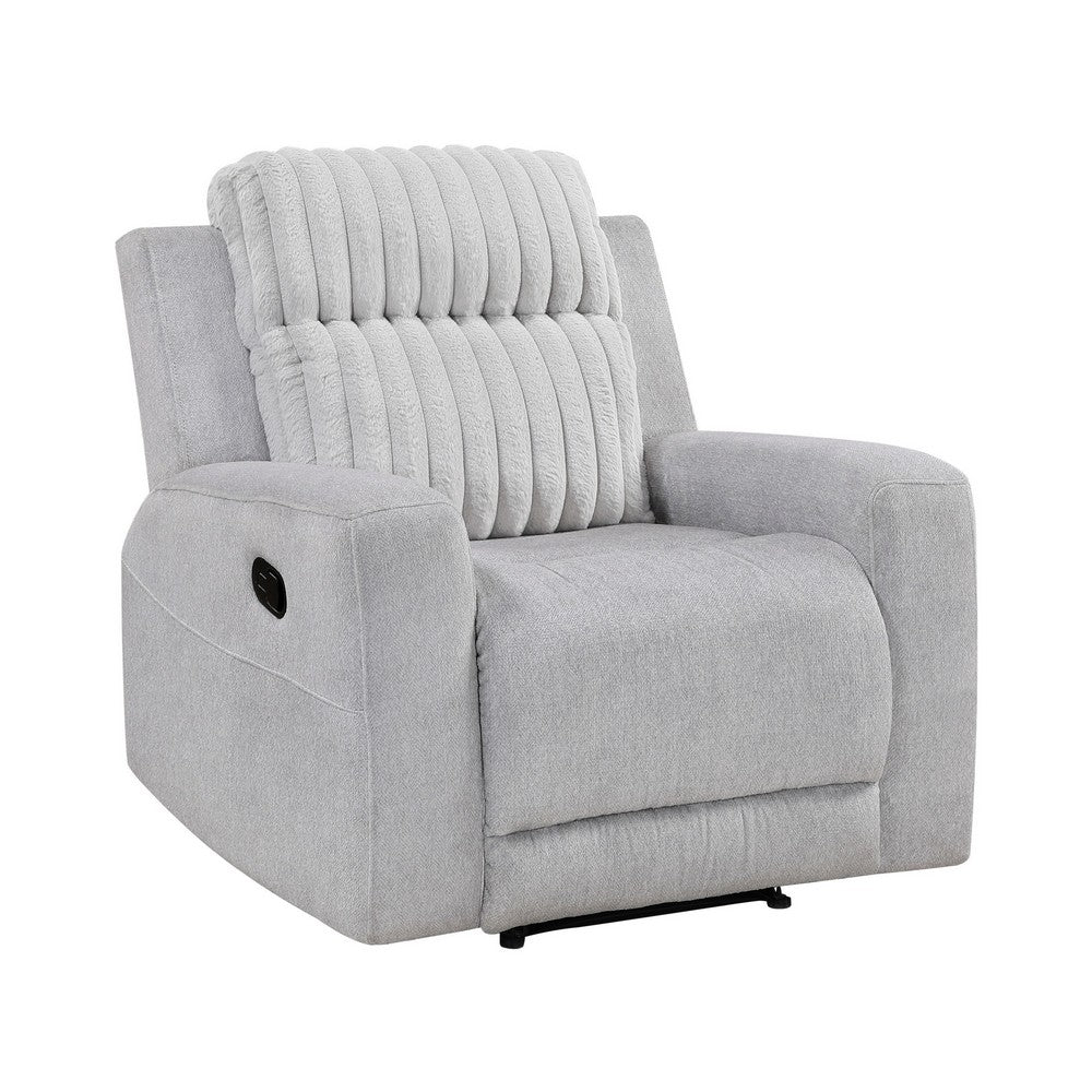 Lupe Manual Reclining Chair | Track Arms | Gray Corduroy and Microfiber