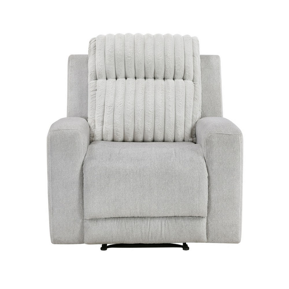 Lupe Manual Reclining Chair | Track Arms | Gray Corduroy and Microfiber