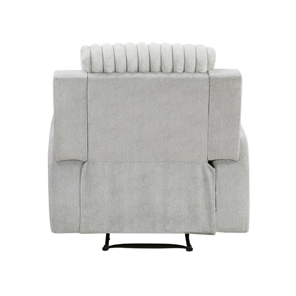 Lupe Manual Reclining Chair | Track Arms | Gray Corduroy and Microfiber