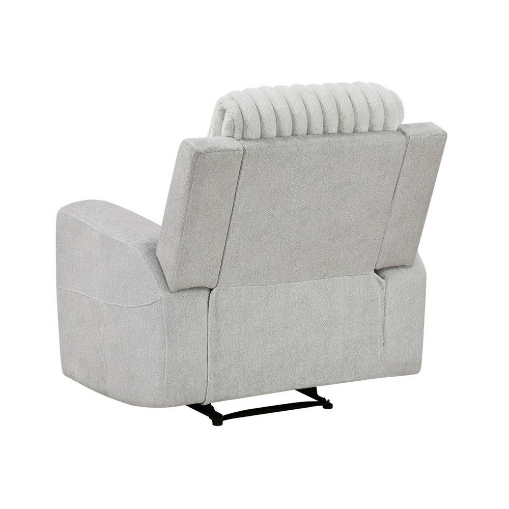 Lupe Manual Reclining Chair | Track Arms | Gray Corduroy and Microfiber
