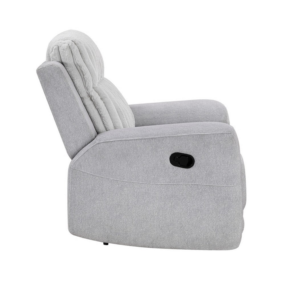 Lupe Manual Reclining Chair | Track Arms | Gray Corduroy and Microfiber