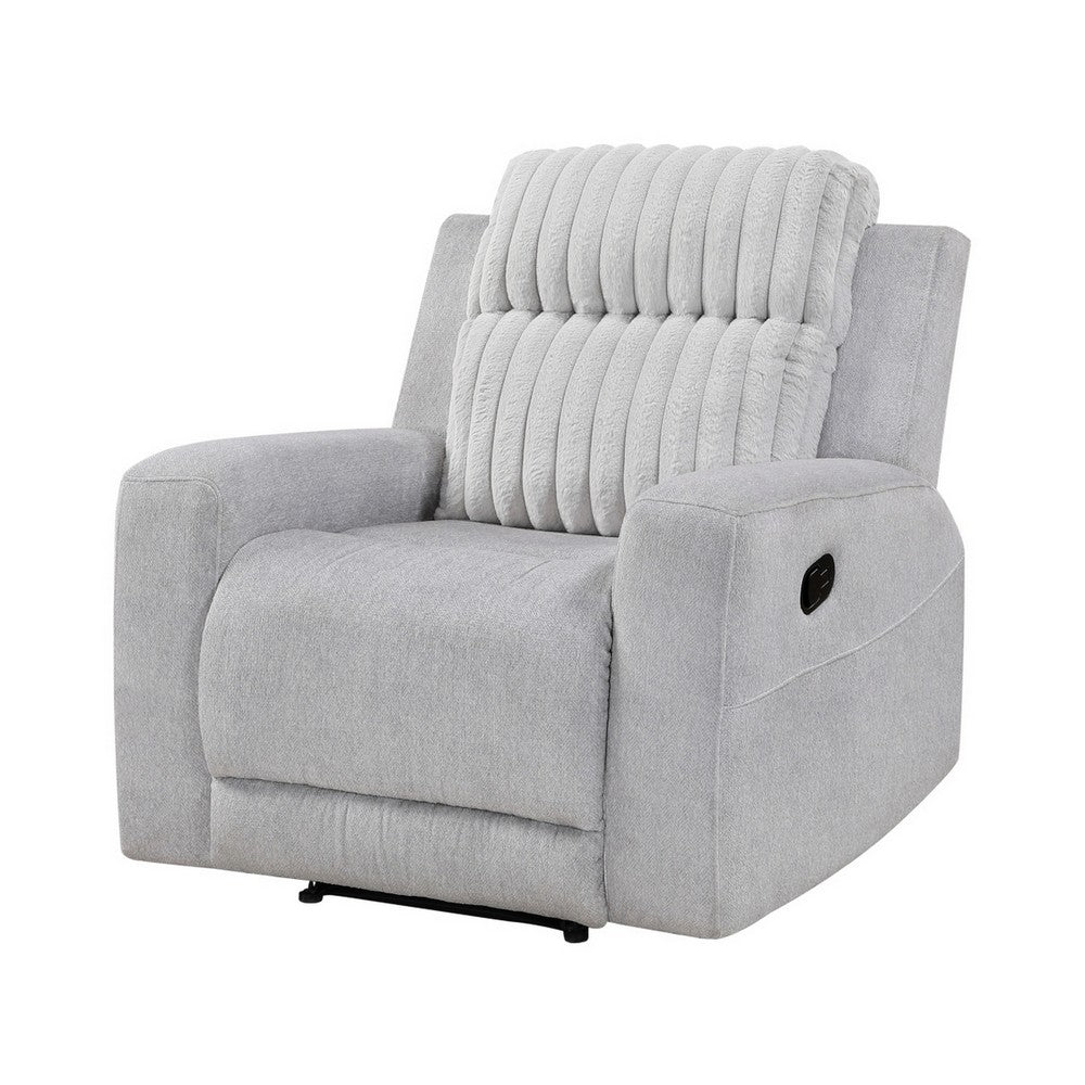 Lupe Manual Reclining Chair | Track Arms | Gray Corduroy and Microfiber