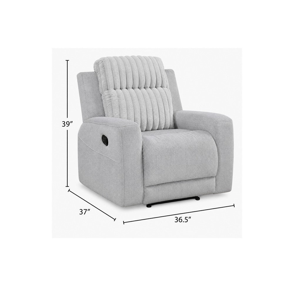 Lupe Manual Reclining Chair | Track Arms | Gray Corduroy and Microfiber