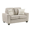 Zoya Loveseat w 2 Pillows | Track Arms | Foam Fill Taupe Chenille 61"