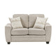 Zoya Loveseat w 2 Pillows | Track Arms | Foam Fill Taupe Chenille 61"
