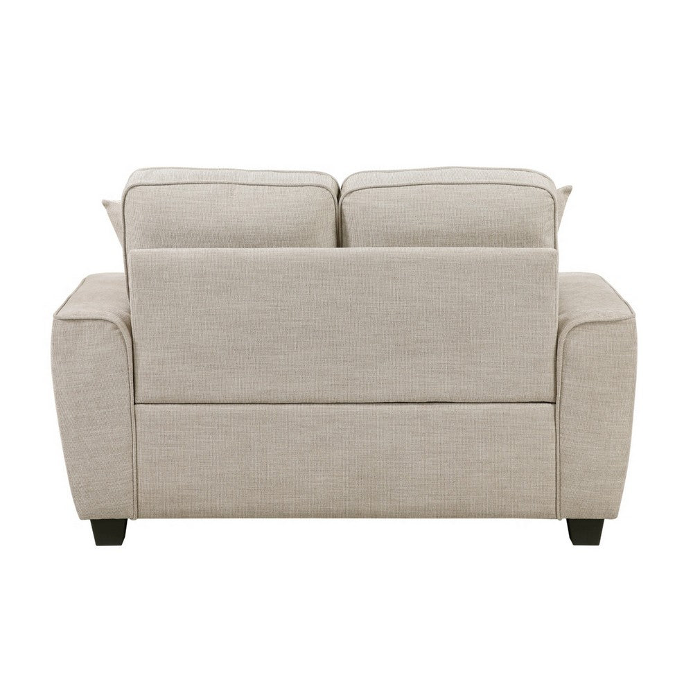 Zoya Loveseat w 2 Pillows | Track Arms | Foam Fill Taupe Chenille 61"