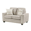 Zoya Loveseat w 2 Pillows | Track Arms | Foam Fill Taupe Chenille 61"