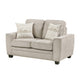 Zoya Loveseat w 2 Pillows | Track Arms | Foam Fill Taupe Chenille 61"