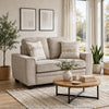 Zoya Loveseat w 2 Pillows | Track Arms | Foam Fill Taupe Chenille 61"