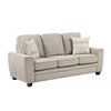Zoya Sofa w 2 Pillows | Track Arms | Foam Fill Taupe Chenille 83"