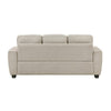 Zoya Sofa w 2 Pillows | Track Arms | Foam Fill Taupe Chenille 83"