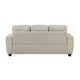 Zoya Sofa w 2 Pillows | Track Arms | Foam Fill Taupe Chenille 83"