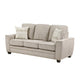 Zoya Sofa w 2 Pillows | Track Arms | Foam Fill Taupe Chenille 83"