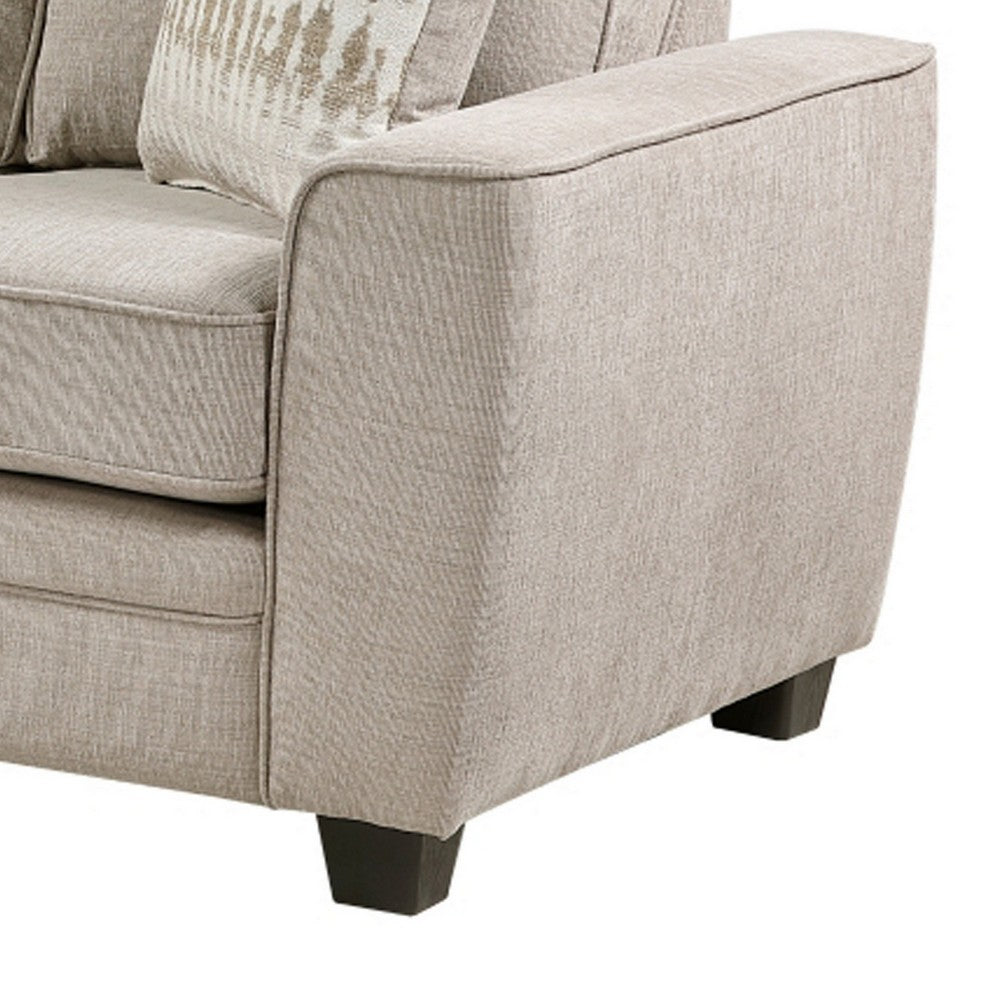 Zoya Sofa w 2 Pillows | Track Arms | Foam Fill Taupe Chenille 83"
