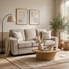 Zoya Sofa w 2 Pillows | Track Arms | Foam Fill Taupe Chenille 83"