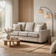 Zoya Sofa w 2 Pillows | Track Arms | Foam Fill Taupe Chenille 83"