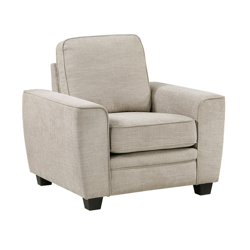 Zoya Accent Chair | Track Arms | Foam Fill Box Cushions | Taupe Chenille