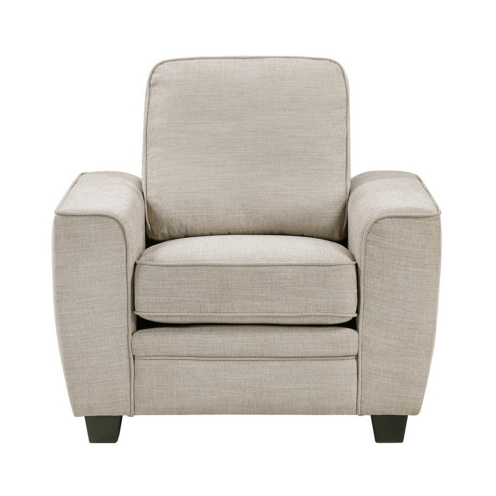 Zoya Accent Chair | Track Arms | Foam Fill Box Cushions | Taupe Chenille