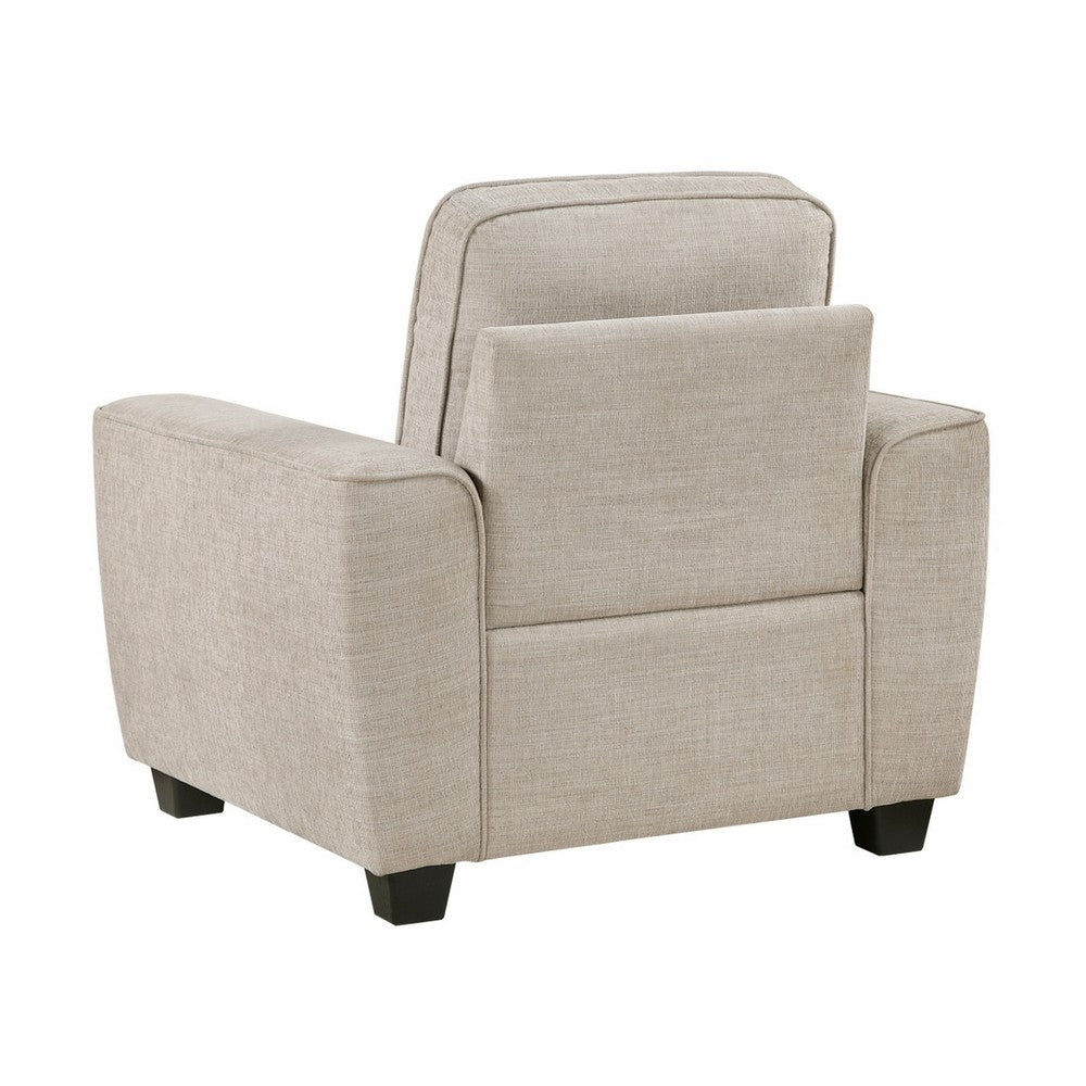 Zoya Accent Chair | Track Arms | Foam Fill Box Cushions | Taupe Chenille