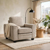 Zoya Accent Chair | Track Arms | Foam Fill Box Cushions | Taupe Chenille