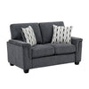 Deva Loveseat w 2 Pillows | Contoured Arms | Dark Gray Chenille 60"