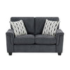 Deva Loveseat w 2 Pillows | Contoured Arms | Dark Gray Chenille 60"