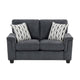 Deva Loveseat w 2 Pillows | Contoured Arms | Dark Gray Chenille 60"