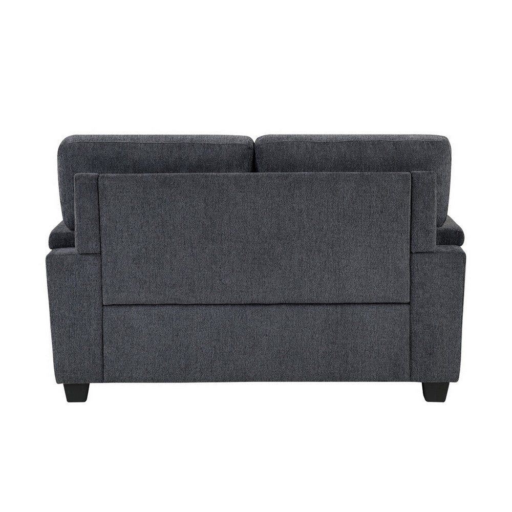 Deva Loveseat w 2 Pillows | Contoured Arms | Dark Gray Chenille 60"