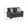 Deva Loveseat w 2 Pillows | Contoured Arms | Dark Gray Chenille 60"