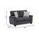 Deva Loveseat w 2 Pillows | Contoured Arms | Dark Gray Chenille 60"