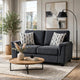 Deva Loveseat w 2 Pillows | Contoured Arms | Dark Gray Chenille 60"