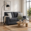 Deva Loveseat w 2 Pillows | Contoured Arms | Dark Gray Chenille 60"