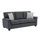 Deva Sofa w 2 Pillows | Contoured Arms | Dark Gray Chenille | Black 82"