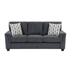 Deva Sofa w 2 Pillows | Contoured Arms | Dark Gray Chenille | Black 82"