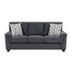 Deva Sofa w 2 Pillows | Contoured Arms | Dark Gray Chenille | Black 82"
