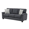 Deva Sofa w 2 Pillows | Contoured Arms | Dark Gray Chenille | Black 82"