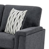 Deva Sofa w 2 Pillows | Contoured Arms | Dark Gray Chenille | Black 82"