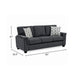 Deva Sofa w 2 Pillows | Contoured Arms | Dark Gray Chenille | Black 82"