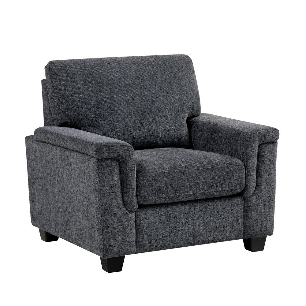 Deva Accent Chair | Contoured Arms | Foam Cushions | Dark Gray Chenille