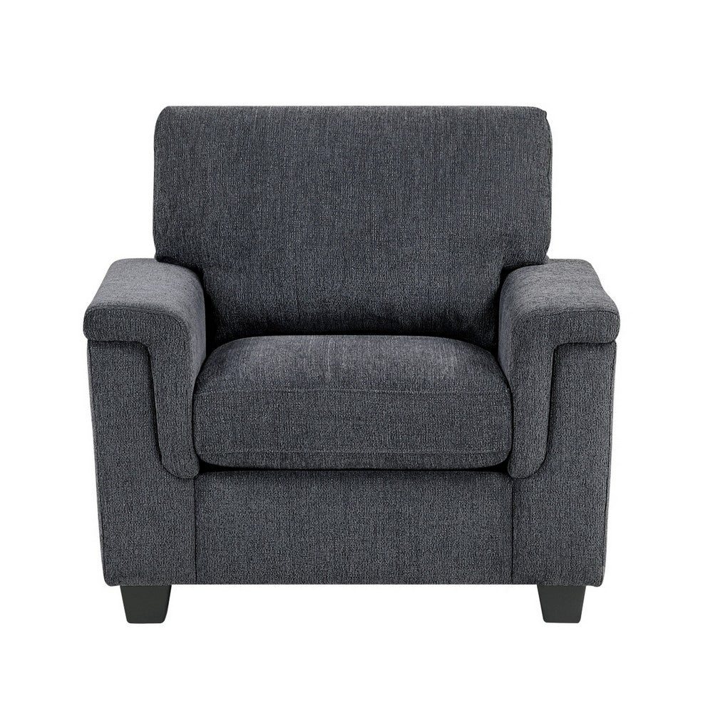 Deva Accent Chair | Contoured Arms | Foam Cushions | Dark Gray Chenille