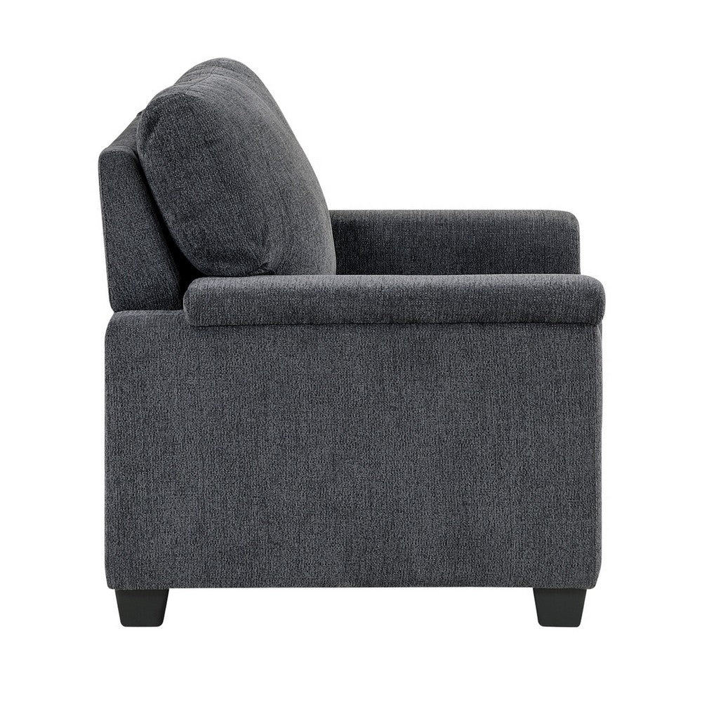 Deva Accent Chair | Contoured Arms | Foam Cushions | Dark Gray Chenille