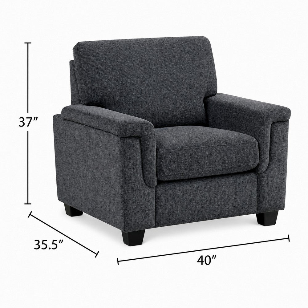 Deva Accent Chair | Contoured Arms | Foam Cushions | Dark Gray Chenille