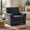 Deva Accent Chair | Contoured Arms | Foam Cushions | Dark Gray Chenille