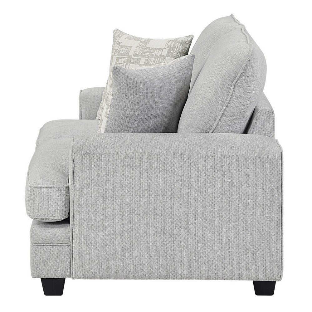 Rahi Loveseat w 2 Pillows | Track Arms | Stone Gray Chenille 65"