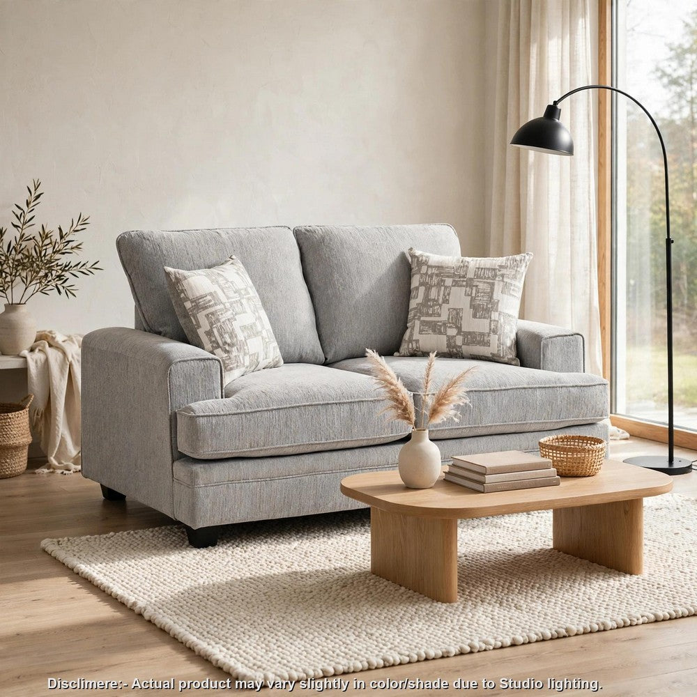 Rahi Loveseat w 2 Pillows | Track Arms | Stone Gray Chenille 65"