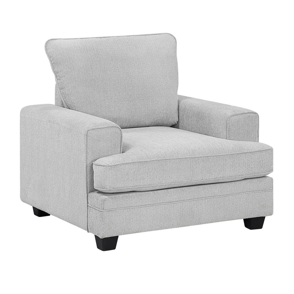 Rahi Accent Chair | Track Arms | Foam Seat | Stone Gray Chenille | Black