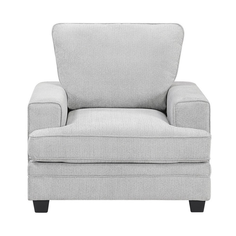 Rahi Accent Chair | Track Arms | Foam Seat | Stone Gray Chenille | Black