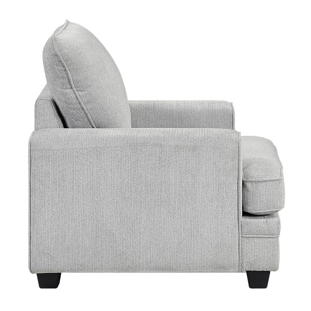 Rahi Accent Chair | Track Arms | Foam Seat | Stone Gray Chenille | Black