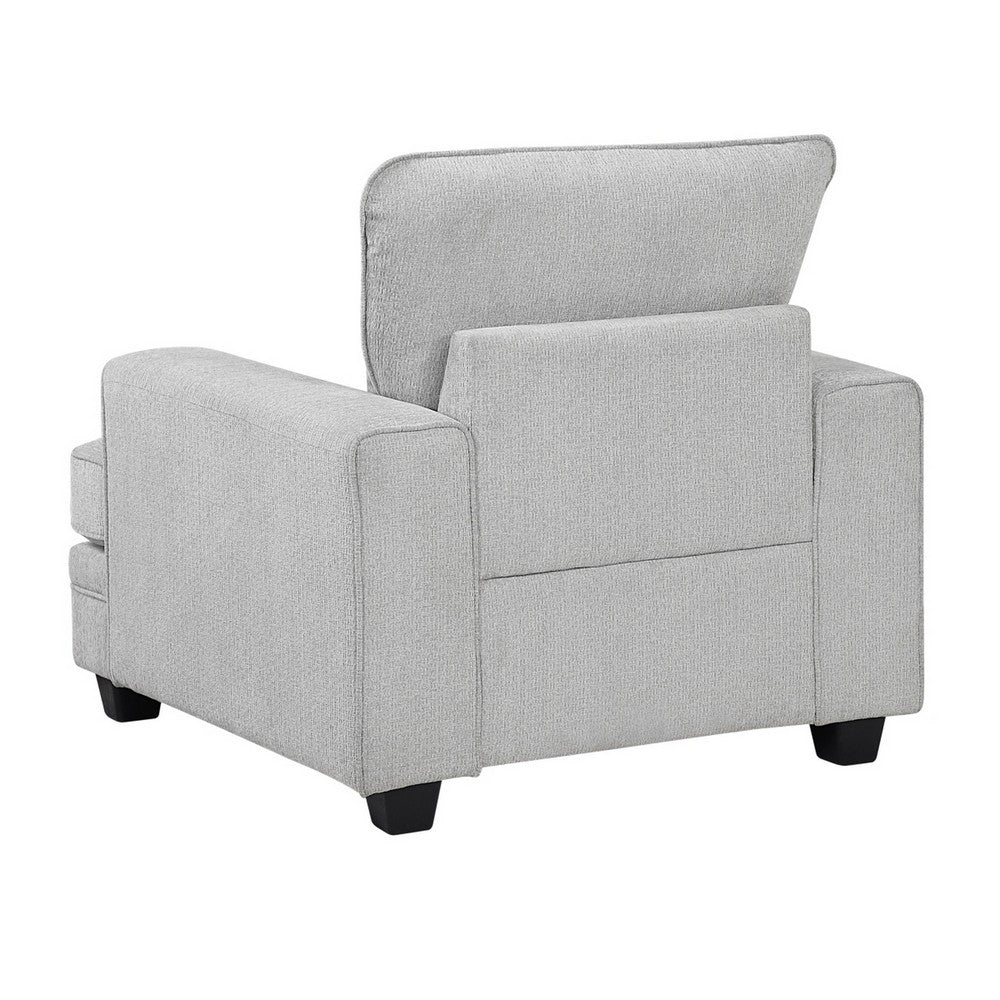 Rahi Accent Chair | Track Arms | Foam Seat | Stone Gray Chenille | Black